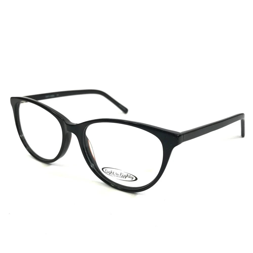 Eight to Eighty Eyeglasses Frames ADDISON BLACK Cat Eye Full Rim 53-17-140